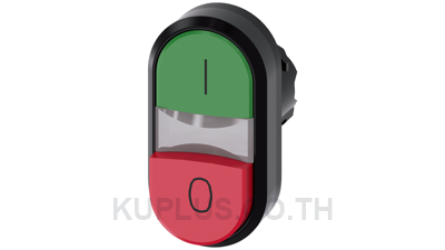 Illuminated twin pushbutton, 22 mm, round, plastic, green: I, red: O, pushbuttons, flat and raised