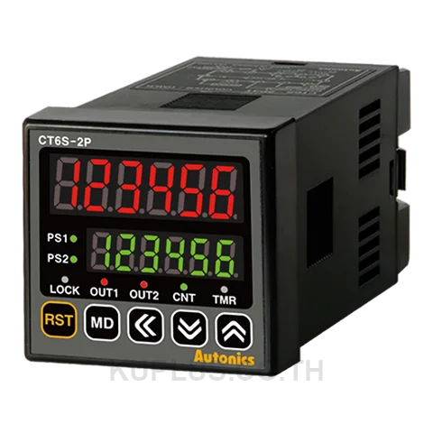 Counter/Timer, W48xH48mm, 6-Digit, LED, 2 Preset, PNP or NPN Input, Prescale value setting, 2 Relay SPST(2a) 250VAC 5A, NPN Open Collector Output, RS485 Communication output, 100-240 VAC