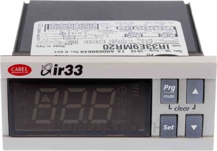 CAREL 2 relay + 2 0-10V, 2 universal inputs, 2 DO, 2 AO, Buzzer, IR 12-24 Vac/dc, panel mount