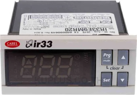 IR33E9MR20, ตัวควบคุม (Controller) CAREL 2 relay + 2 0-10V, 2 universal inputs, 2 DO, 2 AO, Buzzer, IR 12-24 Vac/dc, panel mount
