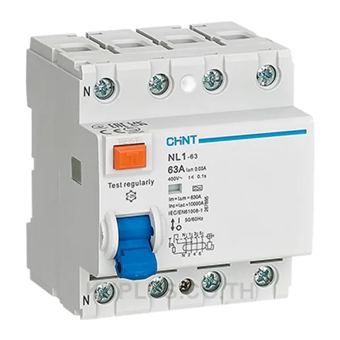 200367, เบรกเกอร์กันดูด (RCCB) Chint NL1-63 4P 63A 300mA Type A 10kA