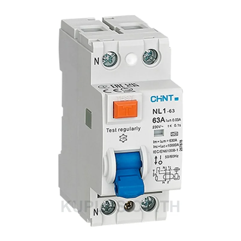 200847, เบรกเกอร์กันดูด (RCCB) Chint NL1-63 2P 25A 100mA Type A 10kA