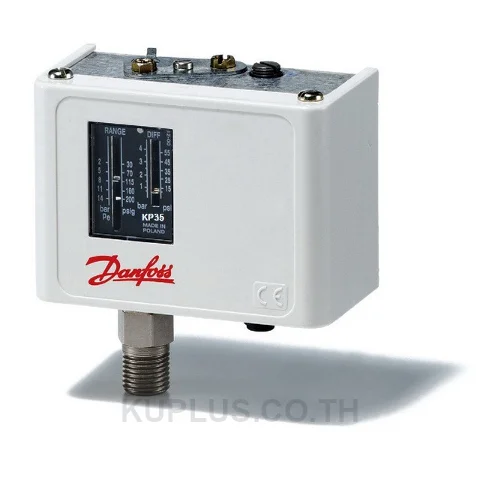 060-113366, เพรชเชอร์สวิตช์ (Pressure Switch) Danfoss KP35 ย่านปรับ -0.2-7.5 bar ดิฟเฟอเรนเชียล 0.7-4 bar เกลียว G 1/4 IP30 Auto reset