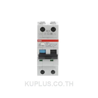ABB เบรกเกอร์ป้องกันไฟรั่วไฟดูด MCB (RCBO) รุ่น DS201 2P (1+N) (DS201 C6 AC30)