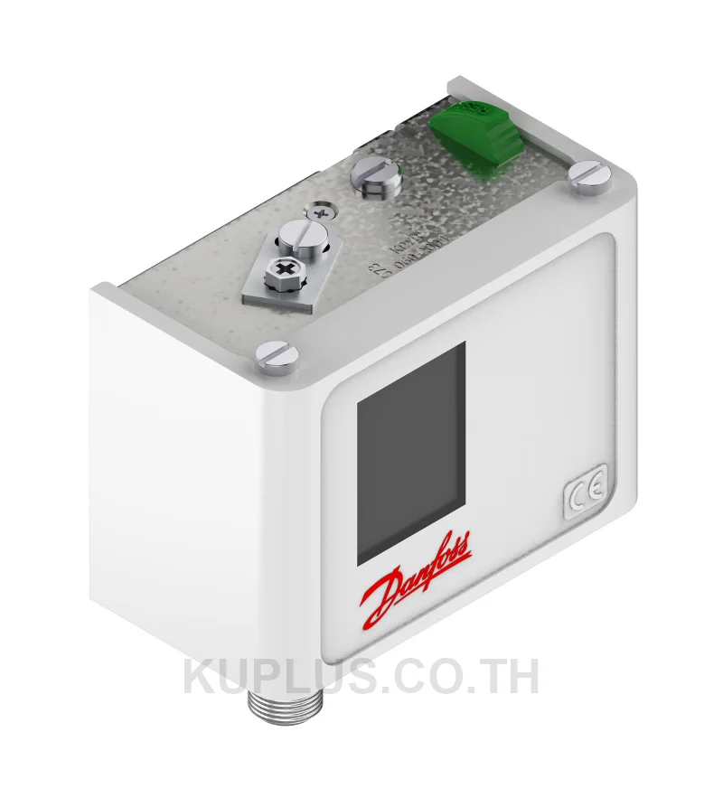 060-500466, เพรชเชอร์สวิตช์ (Pressure Switch) Danfoss KP1A ย่านปรับ -0.9 - 7 bar ดิฟเฟอเรนเชียล 0.7 bar เกลียว M 12 x 1.5 หน้าสัมผัส SPDT รีเซ็ต Manual Min IP30