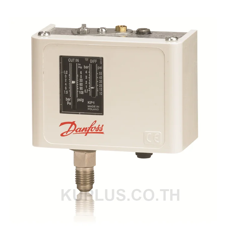 060-537866 Danfoss KP1 Pressure Switch, -0.2 - 7.5 bar, differential 0.7 - 4 bar, Solder 6 mm, SPDT, Auto reset, IP44