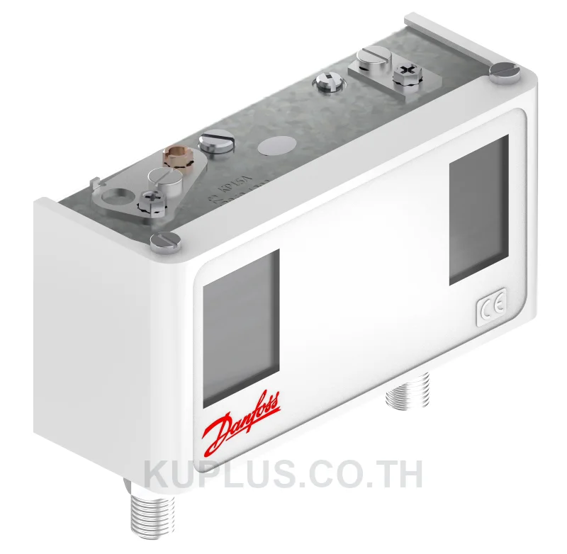 060-129366, เพรชเชอร์สวิตช์แบบคู่ (Dual Pressure Switch) Danfoss KP15A ย่านปรับซ้าย -0.2 - 7.5 bar ขวา 8 - 32 bar ดิฟเฟอเรนเชียลซ้าย 0.7 - 4 ขวา 4 bar หน้าสัมผัส SPDT+SPST(NO)