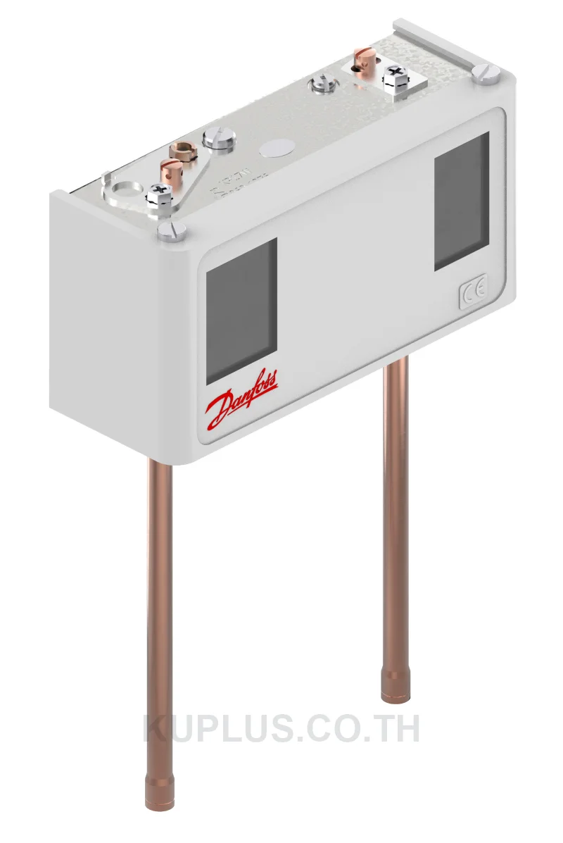 060-127666, เพรชเชอร์สวิตช์แบบคู่ (Dual Pressure Switch) Danfoss KP17W ย่านปรับซ้าย -0.2 - 7.5 bar ขวา 8 - 32 bar ดิฟเฟอเรนเชียลซ้าย 0.7 - 4 ขวา 4 bar หน้าสัมผัส SPDT+SPST(NO)