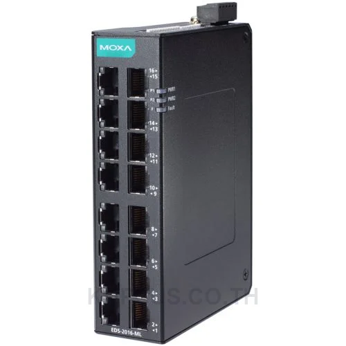 อีเทอร์เน็ตสวิตช์อุตสาหกรรม MOXA EDS-2016-ML Unmanaged RJ45 16 พอร์ต อุณหภูมิ -10 ถึง 60 °C