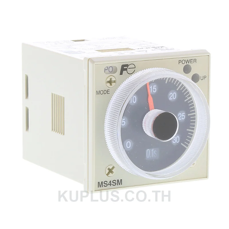 Fuji Electric multi-mode relay timer, LED indicator(s), 0.05 seconds to 60 hours selectable timing range, 100-240 VAC operating voltage, (1) DPDT timed relay output(s), socket mount, 11-pin.