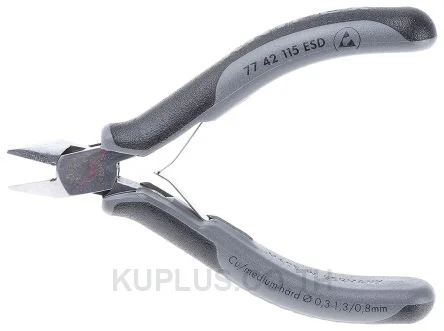 77 42 115 ESDRS Knipex Side Cutter Cable Cutter, 1.3mm cutting capacity 115mm overall length