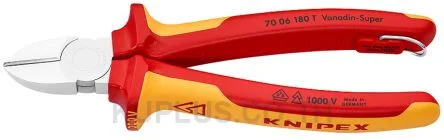 70 06 180 T Knipex Side Cutter Cable Cutter 180mm overall length