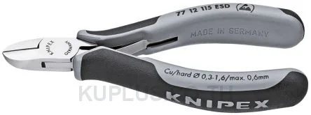 77 12 115 ESDSB Knipex Side Cutter Cable Cutter, 1.6mm cutting capacity 115mm overall length