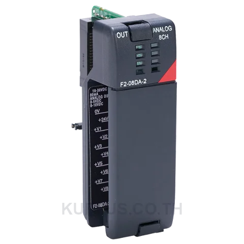 DirectLOGIC DL205 analog output module, 8-channel, voltage, 12-bit, output voltage signal range(s) of 0-5 VDC and 0-10 VDC, external 24 VDC required.