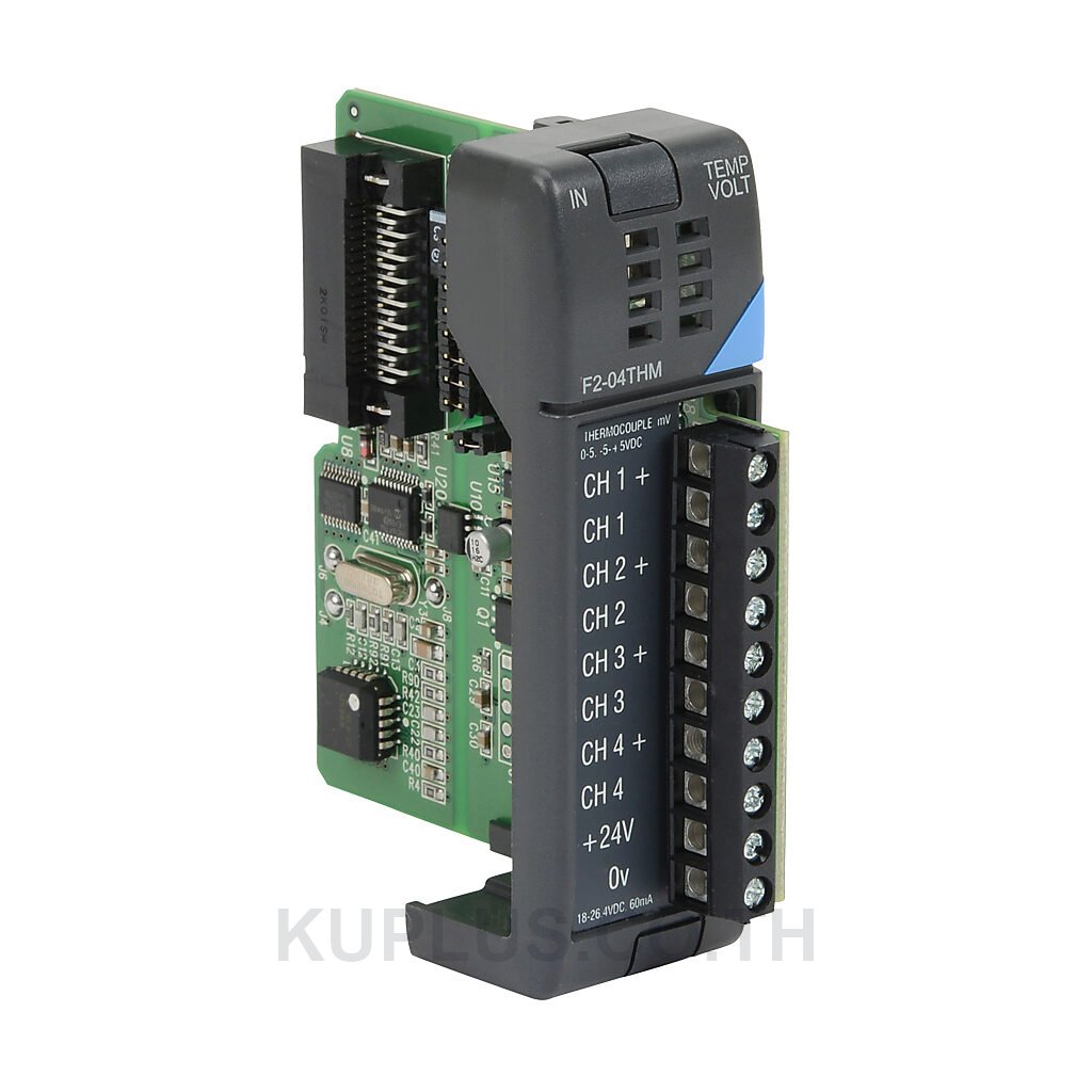 DirectLOGIC DL205 temperature input module, thermocouple, 4-channel, 16-bit resolution, input thermocouple type(s): J, E, K, R, S, T, B, N, C.
