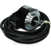 Koyo Encoder, Incremental, Medium Duty, 5000 Pulses per Revolution, 8mm Solid Shaft, 50mm Diameter Body, 5VDC, Line Driver (Differential - 26C31), IP65 (Waterjet Proof), 2 meter Cable, Tinned Ends, Mounting Screws included
