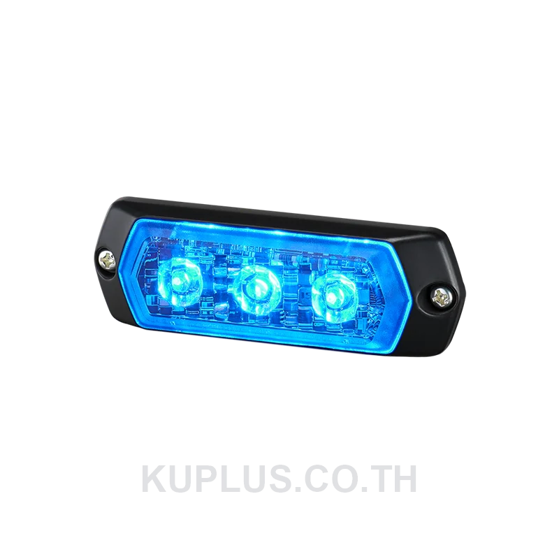 Warning Light, 12-24V DC, Triple Flash, Extreme Warning Flash, Continuous, Blinking, Blue LED, IP68, Outdoor