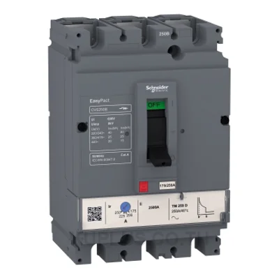 เบรกเกอร์ MCCB Schneider EasyPact CVS250B 3P (3 โพลมีการป้องกัน) 160A 25kA ที่ 415VAC ทริปยูนิต Thermal-Magnetic TM160D 160A