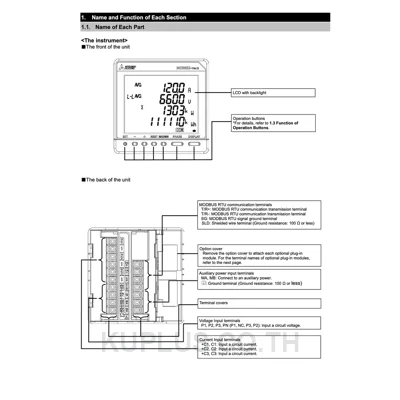 พาวเวอร์มิเตอร์ (Multi-Measuring Instrument) Mitsubishi ME96SSEB-MB สื่อสาร MODBUS RTU จอ LCD พร้อมไฟ LED backlight