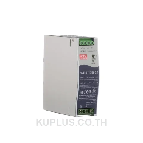 พาวเวอร์ซัพพลายเกาะราง (ติดรางปีกนก DIN) Mean Well WDR-120-24 120 W เอาต์พุต 24 V 5 A