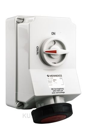 Mennekes Switchable IP67 Interlocked Socket 3PN+E, Earthing Position 6h, 63A, 400V