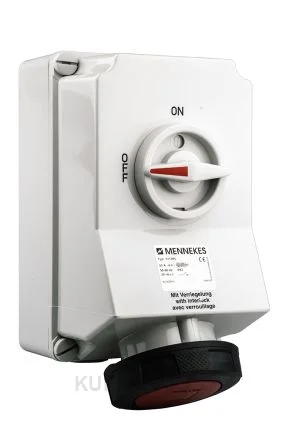 Mennekes Switchable IP67 Interlocked Socket 3PN+E, Earthing Position 6h, 63A, 400V