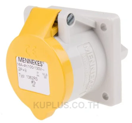 1362, เต้ารับอุตสาหกรรม แบบติดแผง Mennekes 16A 3P 110V IP44 สีเหลือง