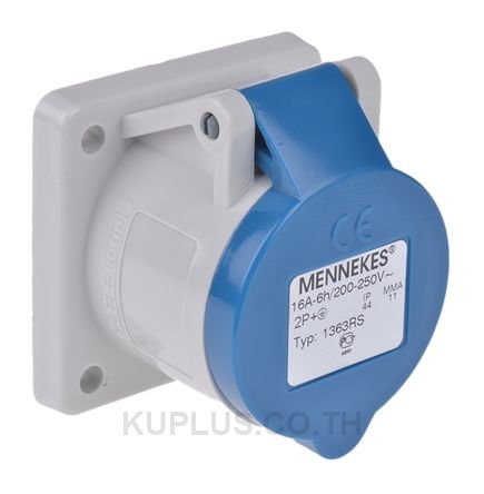 Mennekes IP44 Blue Panel Mount 3P Industrial Power Socket, Rated At 16A, 230V