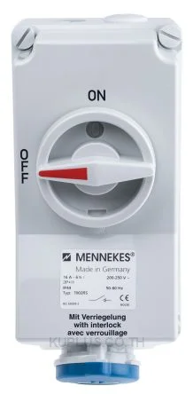 Mennekes Switchable IP44 Interlocked Socket 2P+E, Earthing Position 6h, 16A, 230V