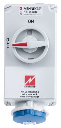 Mennekes Switchable IP44 Interlocked Socket 2P+E, Earthing Position 6h, 32A, 230V