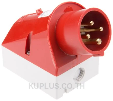 336, ปลั๊กตัวผู้อุตสาหกรรม แบบติดผนัง Mennekes 16A 4P 400V IP44 สีแดง แบบเฉียง (Right Angle)