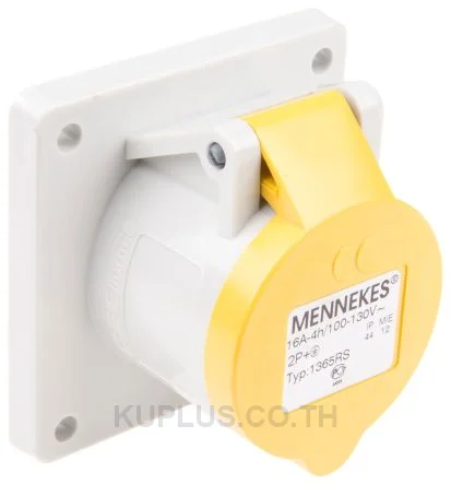 1365, เต้ารับอุตสาหกรรม แบบติดแผง Mennekes 16A 3P 110V IP44 สีเหลือง