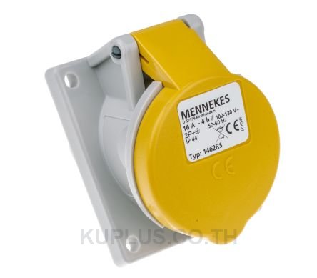 Mennekes IP44 Yellow Panel Mount 3P 20 ? Industrial Power Socket, Rated At 16A, 110V