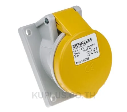 1462, เต้ารับอุตสาหกรรม แบบติดแผง Mennekes 16A 3P 110V IP44 สีเหลือง เอียง 20°