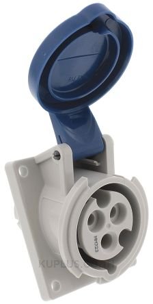 Mennekes IP44 Blue Panel Mount 3P 20 ? Industrial Power Socket, Rated At 16A, 230V