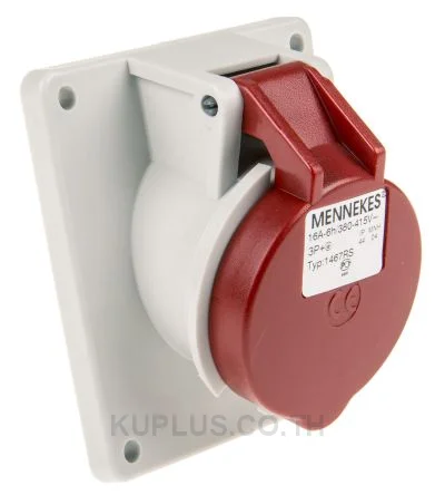 Mennekes IP44 Red Panel Mount 4P 20° Industrial Power Socket, Rated At 16A, 400V