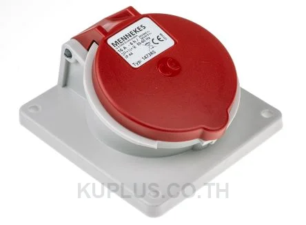 1473, เต้ารับอุตสาหกรรม แบบติดแผง Mennekes 16A 5P 400V IP44 สีแดง เอียง 20°