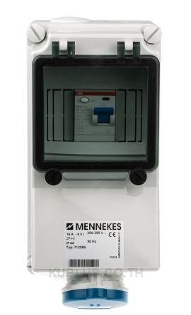 Mennekes IP44 Blue Wall Mount 3P Industrial Power Socket, Rated At 16A, 230V