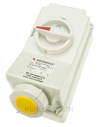 Mennekes Switchable IP67 Interlocked Socket 2P+E, Earthing Position 4h, 16A, 110V