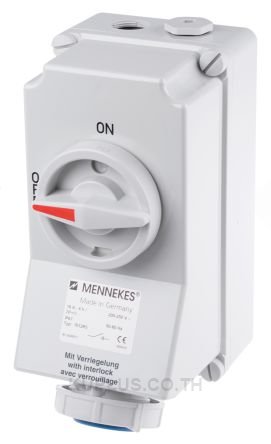 Mennekes Switchable IP67 Interlocked Socket 2P+E, Earthing Position 6h, 16A, 230V