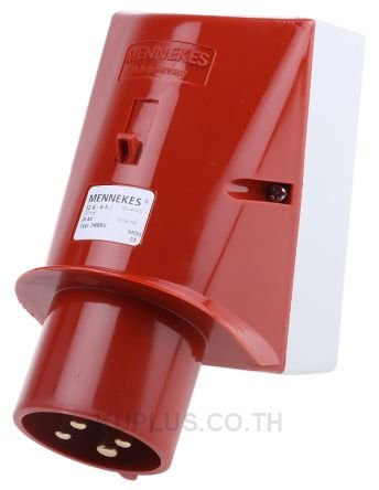 Mennekes IP44 Red Wall Mount 3P+E Right Angle Industrial Power Plug, Rated At 32A, 415 V