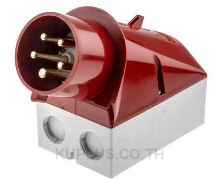 Mennekes IP44 Red Wall Mount 5P Right Angle Industrial Power Plug, Rated At 32A, 400V