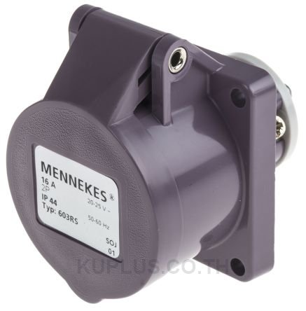 Mennekes IP44 Purple Panel Mount 2P Industrial Power Socket, Rated At 16A, 20   25V