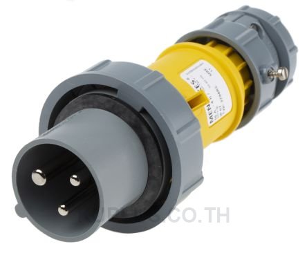 Mennekes PowerTOP Series, IP67 Yellow Cable Mount 3P Industrial Power Plug, Rated At 16A, 110V