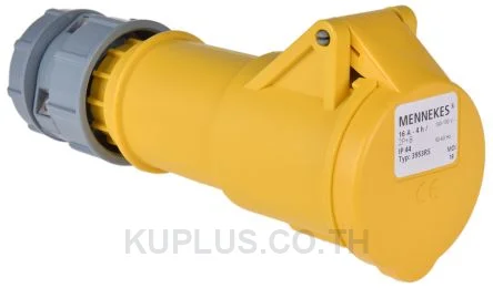 3953, ปลั๊กตัวเมียอุตสาหกรรม แบบเข้าสาย Mennekes ซีรีส์ PowerTOP 16A 3P 110V IP44 สีเหลือง