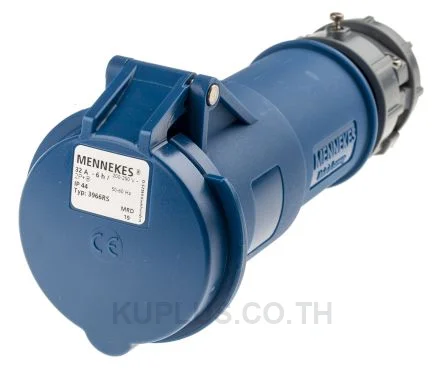 3966, ปลั๊กตัวเมียอุตสาหกรรม แบบเข้าสาย Mennekes ซีรีส์ PowerTOP 32A 3P 230V IP44 สีน้ำเงิน