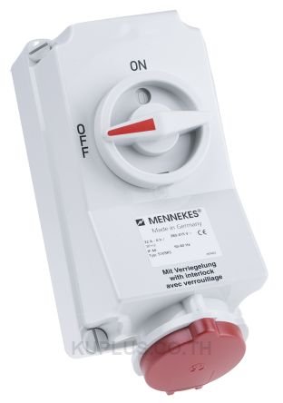 Mennekes Switchable IP44 Interlocked Socket 3P+E, Earthing Position 6h, 32A, 400V