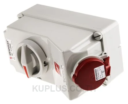 5100A, เต้ารับอินเตอร์ล็อกอุตสาหกรรม แบบมีสวิตช์ Mennekes 16A 3P+E 400V IP44