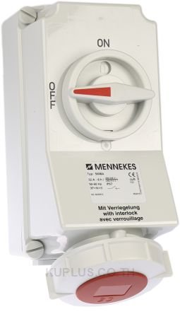 Mennekes Switchable IP67 Interlocked Socket 3PN+E, Earthing Position 6h, 32A, 400V