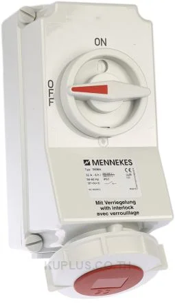5608A ปลั๊กตัวเมียติดผนัง พร้อมสวิทว์และ DUO-Interlock (3P+N+E) 32A 400V IP67 Mennekes